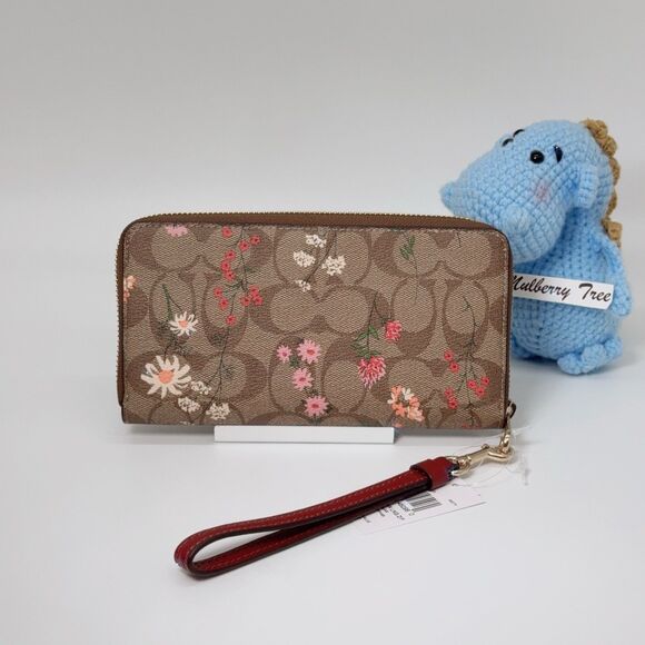 Coach C8736 Long Zip Around Wallet In Signature Canvas With Wildflower Print NWT - Picture 2 of 5